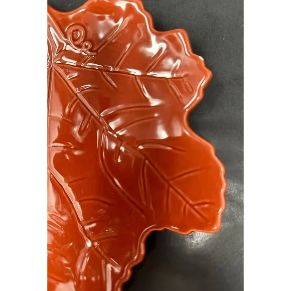 2 BARBARA EIGEN WILLIAMS-SONOMA AUTUMN HARVEST Red Yellow Salad Leaf Plates - Picture 12 of 12